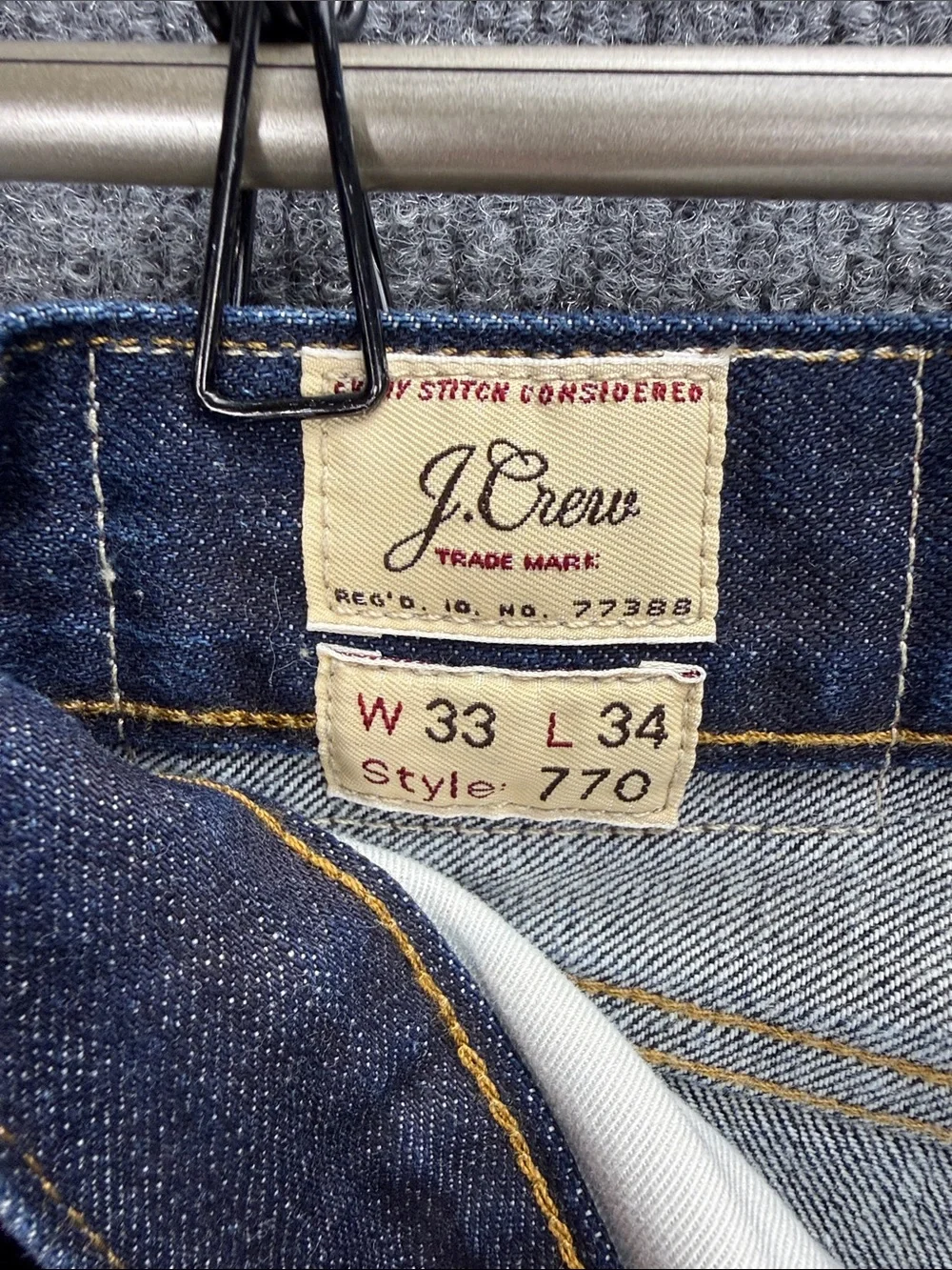 J. Crew 770 Straight Jeans - Dark Blue Size W33 L34